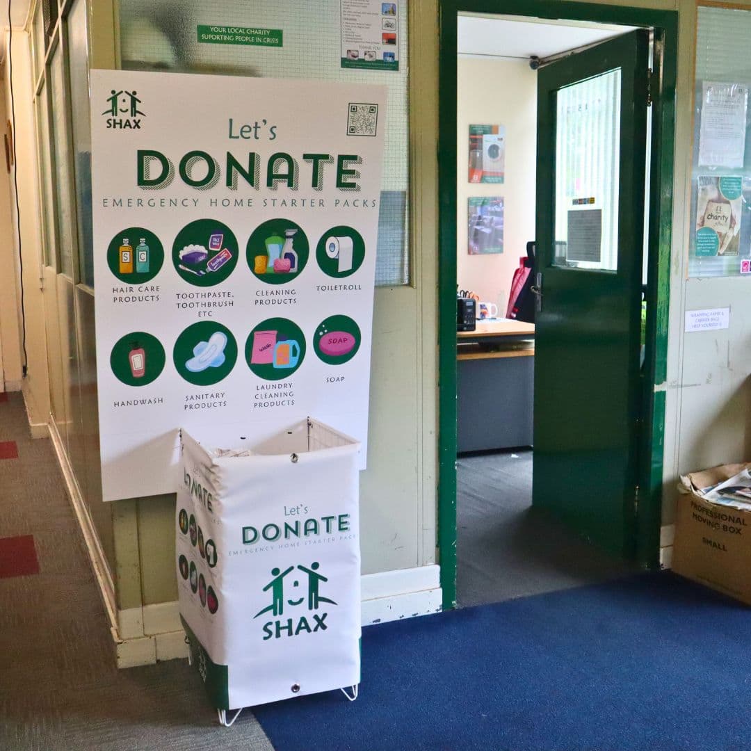 SHAX donation collection point for community giving in Dumfries