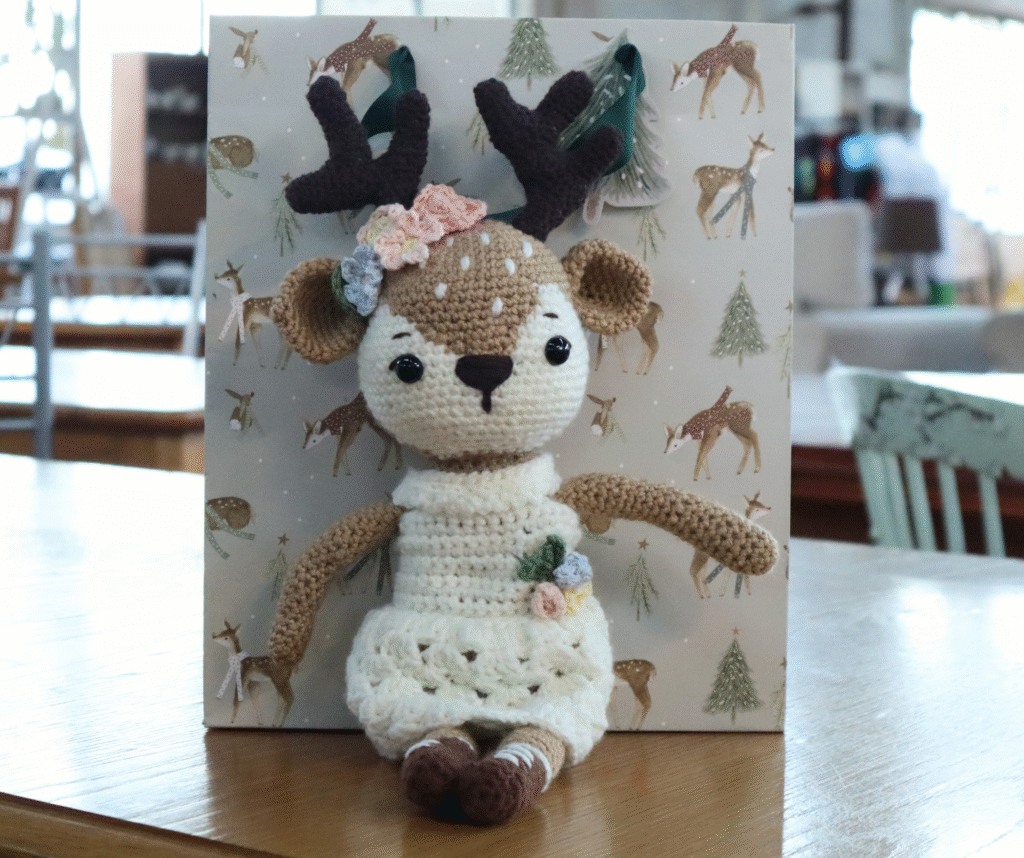 Handcrafted Crochet Reindeer Raffle Prize - Winner Richard